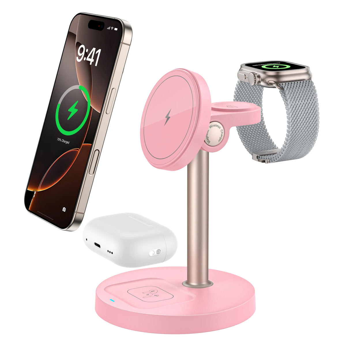 Cargador Inalámbrico Magnético 3 en 1 para iPhone, Watch y AirPods