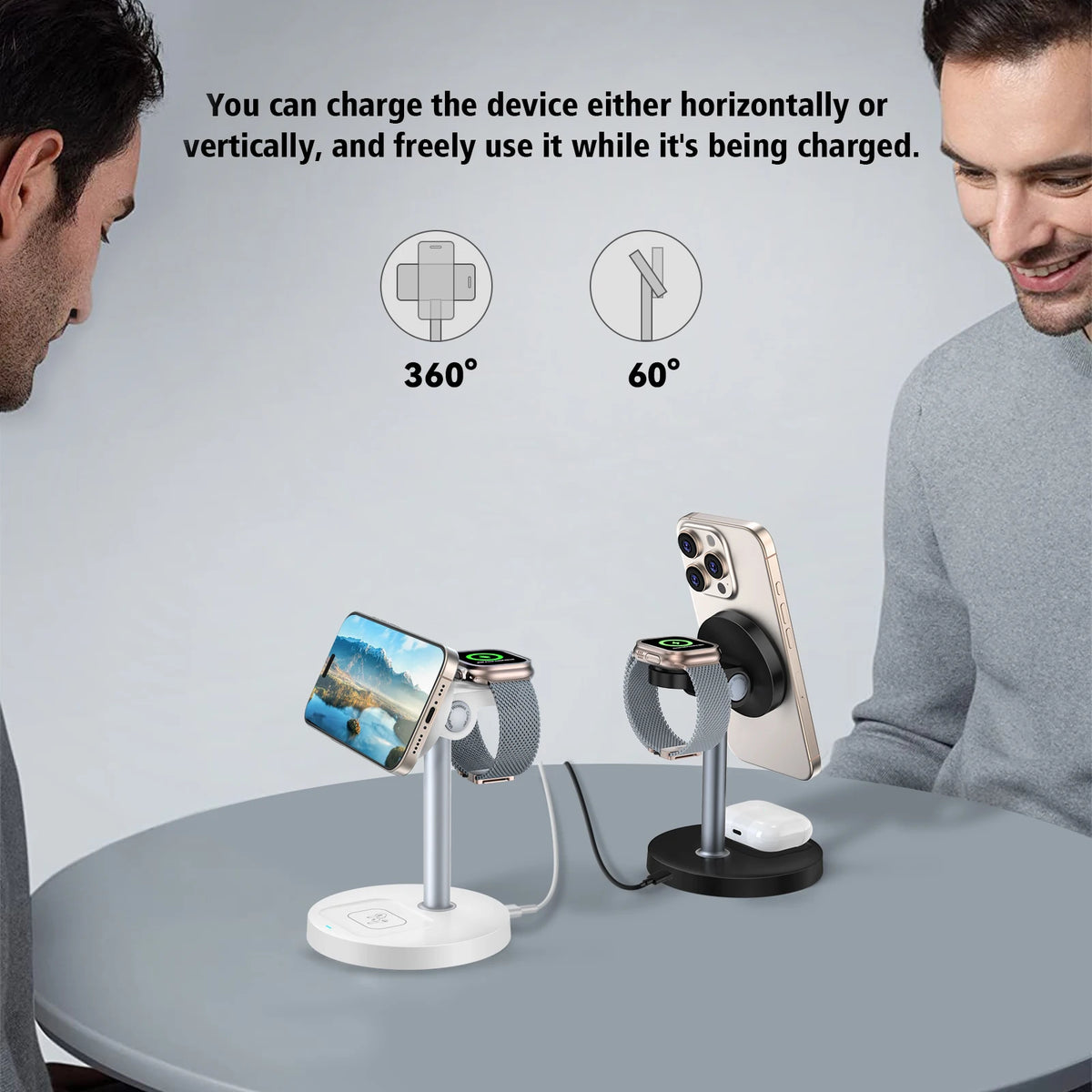 Cargador Inalámbrico Magnético 3 en 1 para iPhone, Watch y AirPods