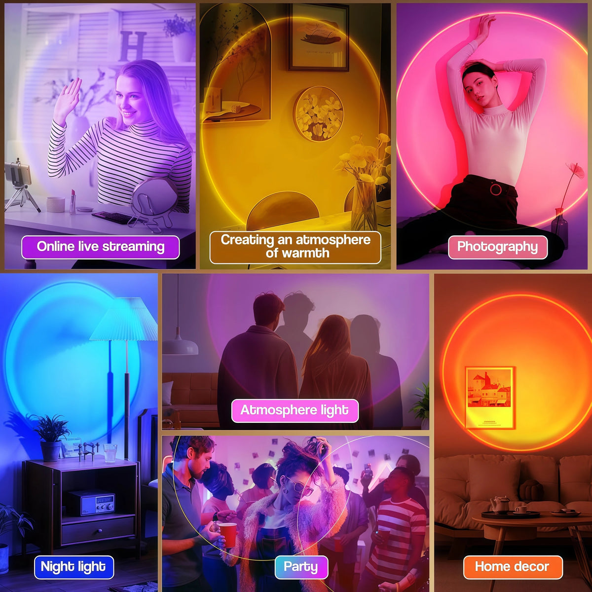 Lámpara Sunset LED 16 Colores con Mando