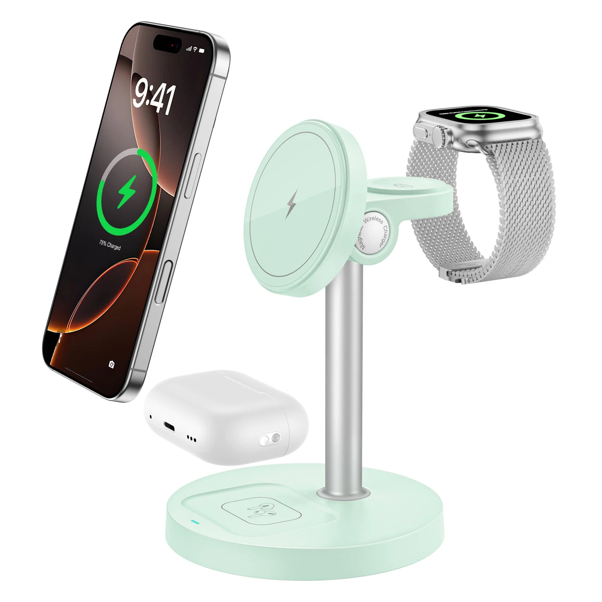 Cargador Inalámbrico Magnético 3 en 1 para iPhone, Watch y AirPods
