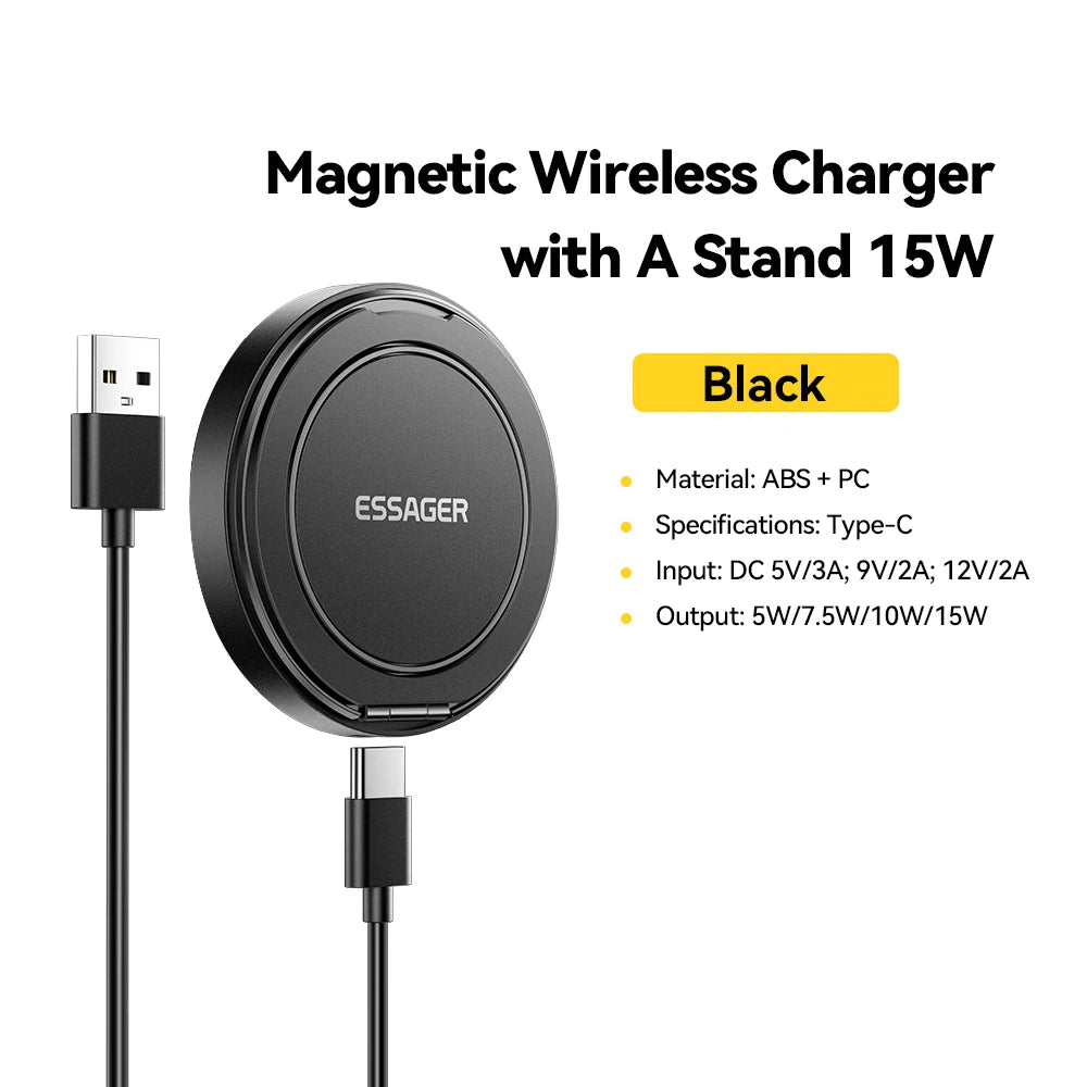 Cargador Magnético Inalámbrico 15W con Soporte Essager