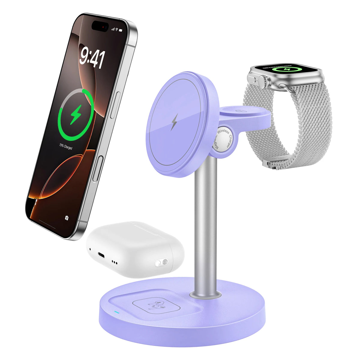 Cargador Inalámbrico Magnético 3 en 1 para iPhone, Watch y AirPods