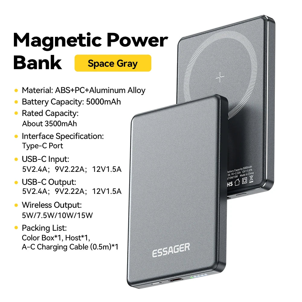 Power Bank Magnética Inalámbrica 5000mAh 20W Essager