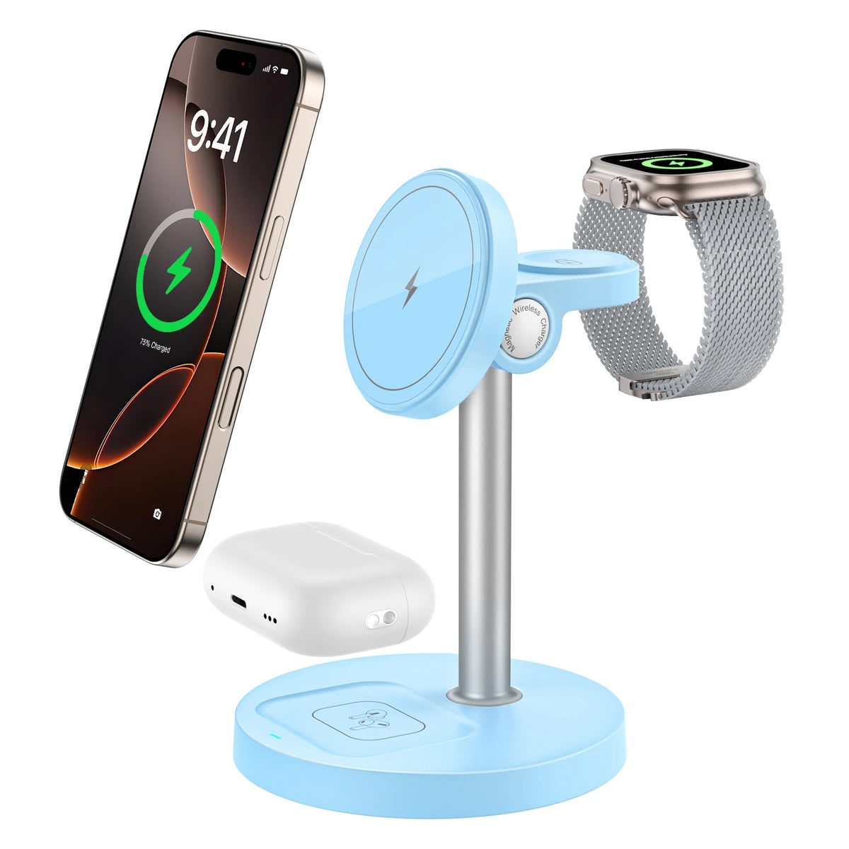 Cargador Inalámbrico Magnético 3 en 1 para iPhone, Watch y AirPods